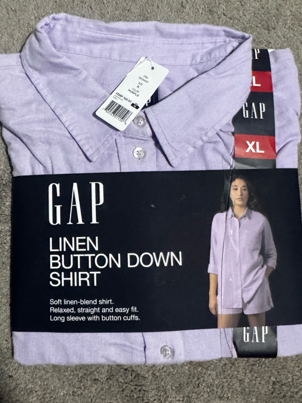 GAP Lavender Linen-Blend Button Down Shirt